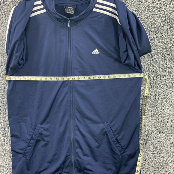 Vtg Y2K Adidas Jacket 3 Stripes Full Zip Track Blue Sz XL Hip Hop - Picture 4 of 13